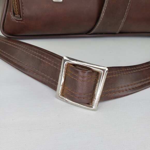 Vintage Brown Leather Hard Side Zipper Drop Front Camera Bag Case 14"X 10"X 7" - Picture 2 of 16